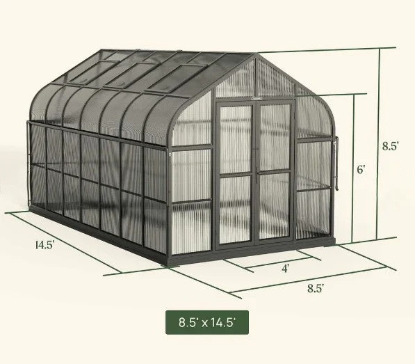 Compact greenhouse kit ideal for home gardeners, perfect for year-round growing of plants and vegetables